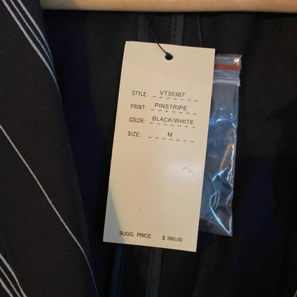 Vertigo Paris Black with White Stripes Mid Length Trench Coat Womens Size Med - Picture 8 of 8